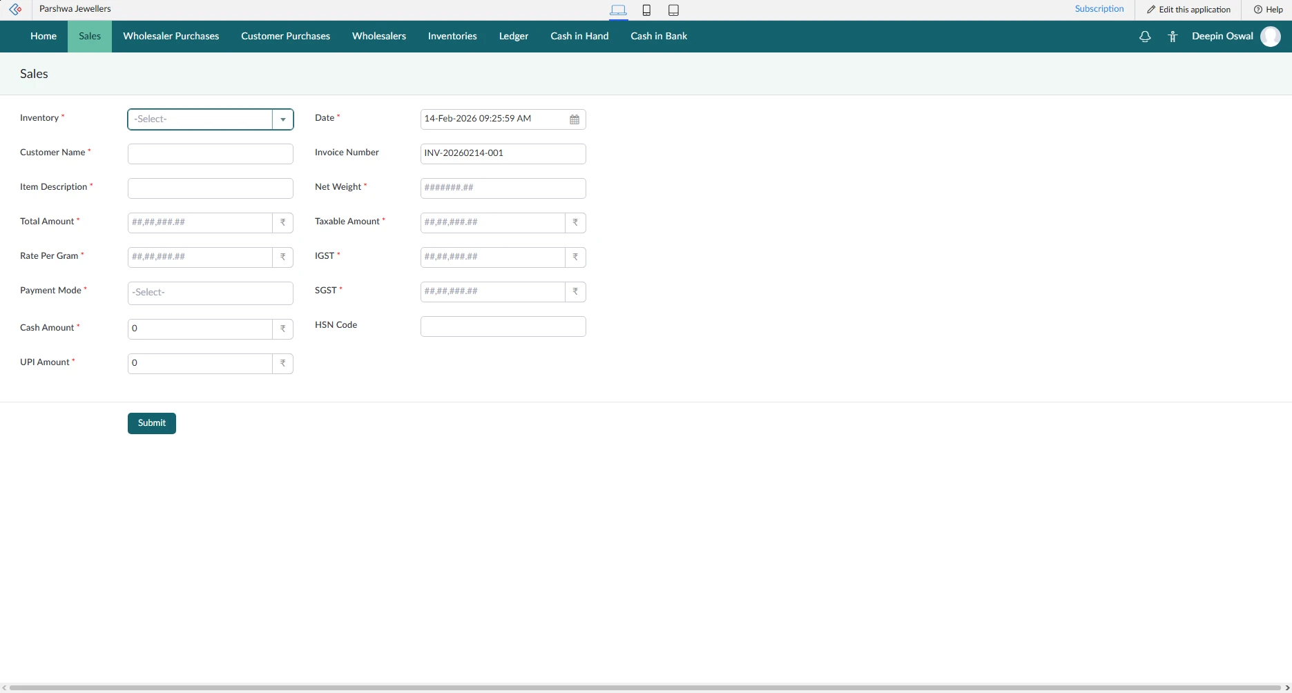 Parshwa Jewellers Management System